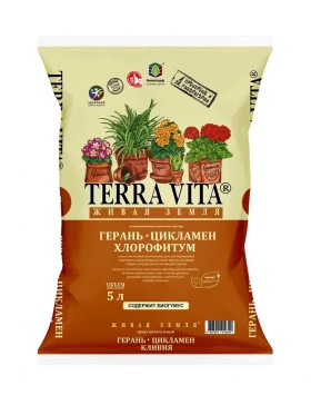 Герань Цикламен Хлорофитум 5л/5шт Живая земля